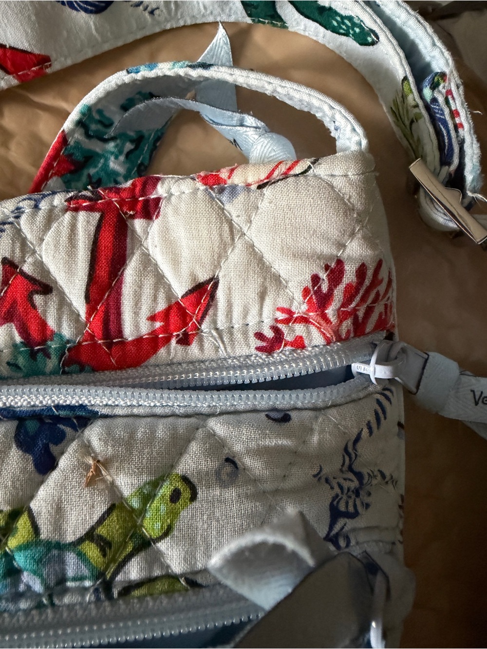 Vera Bradley Quilted Crossbody Bag in Cream with Blue, Green, Red Accents - Picture 3 of 3